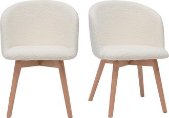 Miliboo Miliboo - Set De 2 Sillas N&oacute;rdicas De Tejido Borreguillo Y Haya Maciza Vanity
