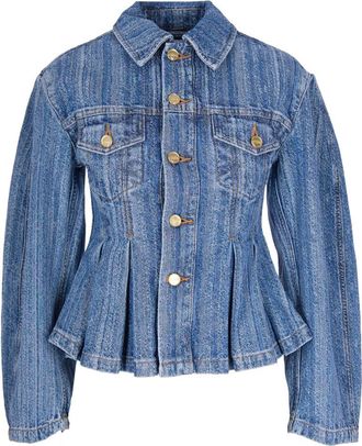 Ganni Denim Solid Shirt Collar Jacket