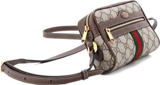 Gucci Borsa a tracolla Ophidia mini in tela cerata GG - Marrone