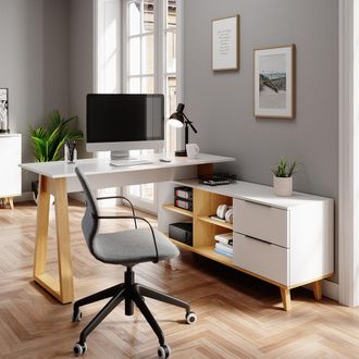 Vicco Escritorio Nautica, Blanco, 138 X 60 Cm Con Cajones Xxl