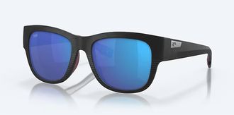 Costa Unisex Caleta Polarized Squared Sunglasses In Net Black Blue Mirror