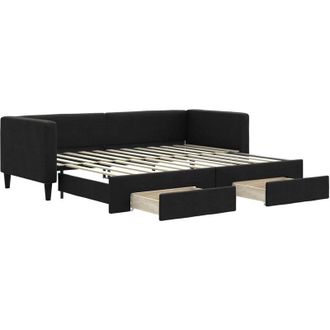vidaXL Sof&aacute; Cama Nido Con Cajones Tela Negro 80x200 Cm Vidaxl