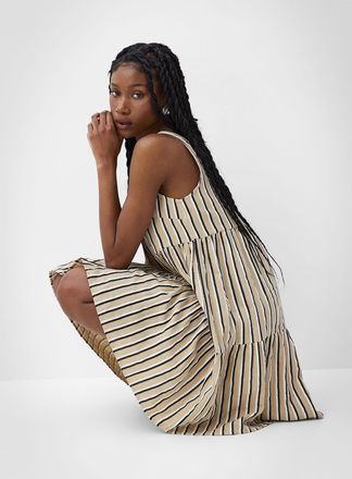 Ichi Womens Pure cotton gauze tiered minidress