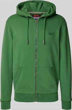 Superdry Sweatjacke mit Känguru-Tasche und Label-Stitching in Dunkelgruen, Größe XXL