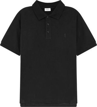 Saint Laurent Cassandre Polo Shirt - Heren - Polos - Zwart - S - Katoen - Tops