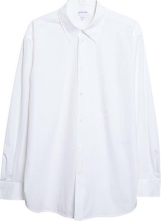 Bottega Veneta Cotton Poplin Button-Up Shirt in 9000 White at Nordstrom, Size 38 Us