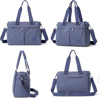 Generic Women Nylon Waterproof Tote Bags Large Handbag for College School (Grey Blue)