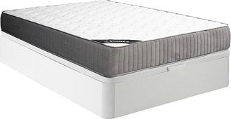 Vente-Unique Conjunto de canap&eacute; abatible blanco de 140 x 190 cm + colch&oacute;n de espuma HR con acolchado de l&aacute;tex de 30 cm de grosor - MALINO de YSM&Eacute;E