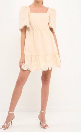 English Factory The Bess Eyelet Mini Dress In Cream