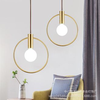 OEM L&aacute;mpara De Mesilla/comedor Escandinava Elegante Y Sofisticada Con Anillo Dorado, Bombilla Individual Y Color Rojo Intenso. L&aacute;mpara De Ara&ntilde;a Peque&ntilde;a Si