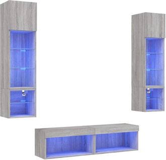 vidaXL Vidaxl - 6 Piece tv Wall Units with led Grey Sonoma Engineered Wood