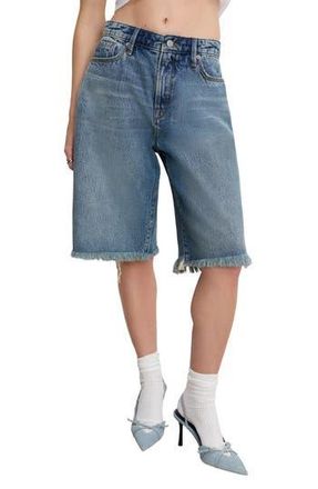 Good American Good Standard Frayed Denim Bermuda Shorts in Indigo808 at Nordstrom Rack, Size 00