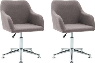 vidaXL Sillas De Comedor Giratorias 2 Unidades Tela Gris Taup&eacute; Vidaxl