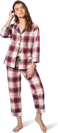 Bedhead Pajamas 3/4 Sleeve Classic Stretch Jersey Cropped Pj Set Womens Pajama Sets Equestrian Plaid : LG (US 12-14), Cotton/Elastane