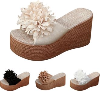 Generic Platform Wedge Sandals for Women UK Heels Open Toe Retro Non Slip Comfy Ladies Summer Flat Thick Cushion Reduces Stress on Feet Joints & Back Post-Exe