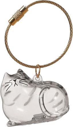 Generic Cat Hair Storage Bottle Keychain, Transparent Cat Keepsake Box Key Ring, Cute Collecting Kitten Animal Hair Bottle Keyring, Funny Pet Kitten Memory Bo