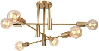 OEM L&aacute;mpara De Techo Industrial De 6 Luces E27 Para Sala De Estar, 2 Unidades Para Dormitorio Y Cocina, Color Dorado