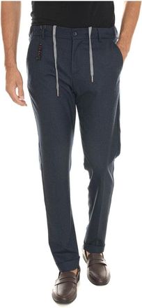 Marco Pescarolo Kasjmier Joggerbroek met ritssluiting - Heren - Straight fit broeken - Blauw - 3XL - Kasjmier - Broeken