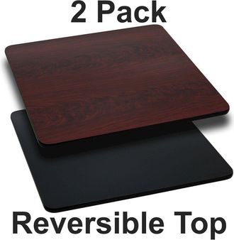 Flash Furniture 2 Pk. 42 Square Table Top with Black or Mahogany Reversible Laminate Top