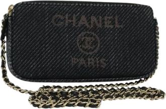Chanel Pre-owned Mini Bags, female, Black, Size: ONE SIZE Pre-owned Canvas Wallet