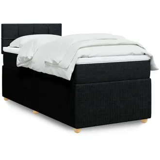 vidaXL Cama Box Spring Con Colch&oacute;n Tela Negro 90x200 Cm Vidaxl
