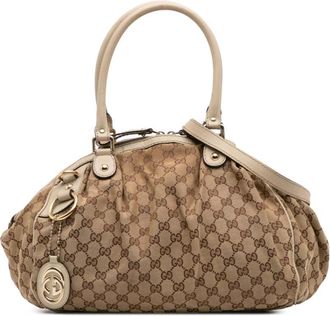 Gucci Pre-owned Handbags, female, Brown, Size: ONE SIZE Pre-owned Top Handle Satchel Bag