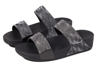FitFlop Lulu Glitz Slides Womens Shoes All Black : 6.5 M (B), Textile