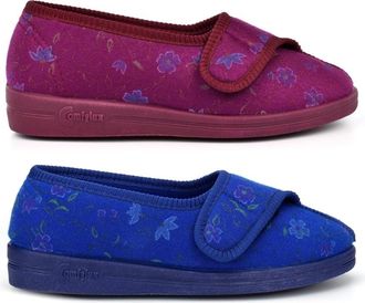 Generic Womens Wide Fit Slippers Ladies Wide Slippers Size 5 Machine Washable Slipper Size 6 EE Slipper Touch Fasten Strap Touch Fastening Rubber Sole Sizes 3