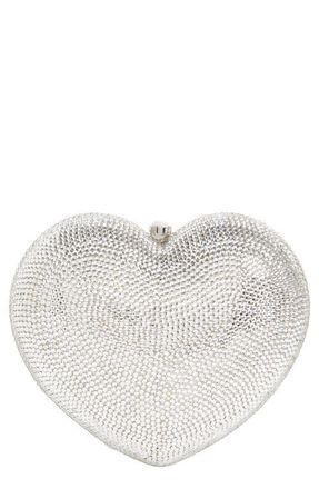 Judith Leiber Lamour Petite Coeur Heart Clutch in Silver Rhine at Nordstrom