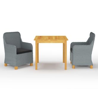 vidaXL Vidaxl - Juego De Comedor Para Jard&iacute;n 3 Piezas Gris Claro