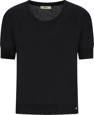 Herno Tops, Dames, Zwart, L, Katoen, Lyocell en Katoen Gebreide Top