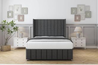 Comfort Beds Serena Dumfries Divan Base No Drawers - 54 Wingback-Footboard in Dark Grey | Size: King