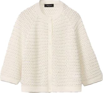 Fabiana Filippi Womens White Perforated Jacket - Ivory - Size Medium