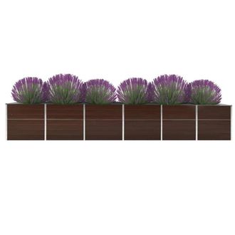 Berkfield Home Garden Raised Bed Galvanised Steel 480x80x77 cm Brown | Size: 480 x 80 x 77 cm