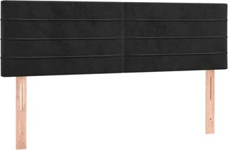 vidaXL Cabecero Con Led De Terciopelo Negro 144x5x78/88 Cm Vidaxl