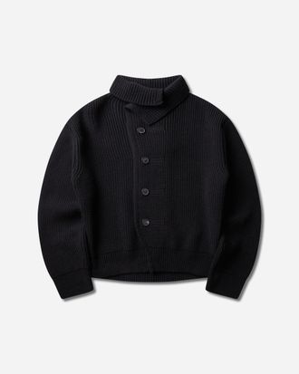 Dries Van Noten Men s Asymmetric Funnel Neck Cardigan Black