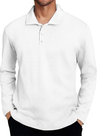 Generic Long Sleeve Polo Shirts Mens Rugby Golf Tennis Tops Casual Business Tops Regular Fit Classic Collar T Shirt Grandad Breathable Designer Tee Shirt Wint