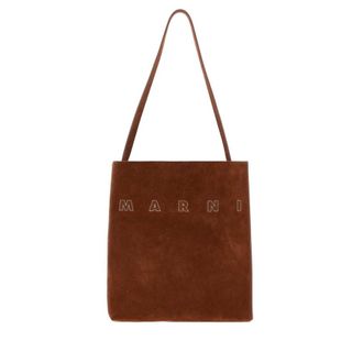 Marni Caramel Suede Small Museo Shoulder Bag Olive Exterior: Bovine Leather Clutch