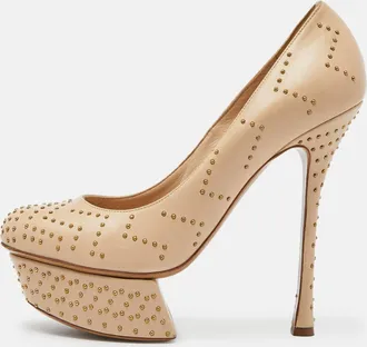 Nicholas Kirkwood Beige Studded Leather Platform Pumps