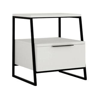 Dmora Mesita Rosita, 2 Estantes, Un Caj&oacute;n, Apertura Deslizante, 45x41x50h Cm Blanco