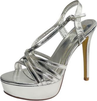 Generic Womens Platform High Heel Wedding Prom Party Ankle Strap Going Out Fashion Shoes (Silver, UK Footwear Size System, Adult, Women, Numeric, Medium, 6.5)
