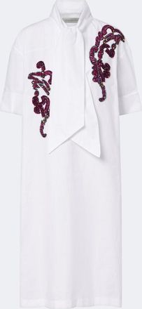 Dries Van Noten Embroidered cotton poplin midi dress