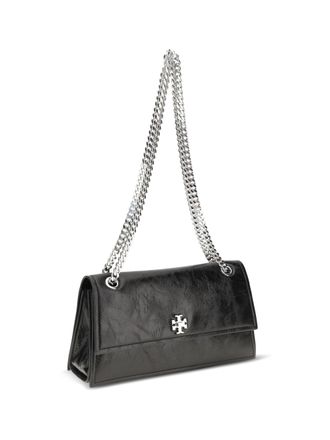 Tory Burch Womens Kira Suede Shoulder Bag With Turn-Lock Detail Black