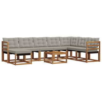 vidaXL Conjunto De Sof&aacute;s De Exterior 9 Pcs Gris Natural Y Claro Vidaxl