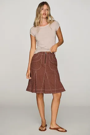 Pilcro Winona Fluted Denim Knee-Length Skirt