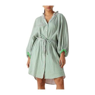 Pom Amsterdam Seersucker Jurk - Dames - Jurken - Veelkleurig - Maat: XS Katoen