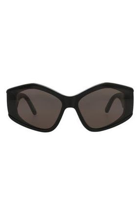 Balenciaga 66mm Cat Eye Sunglasses in Black Black Grey at Nordstrom Rack