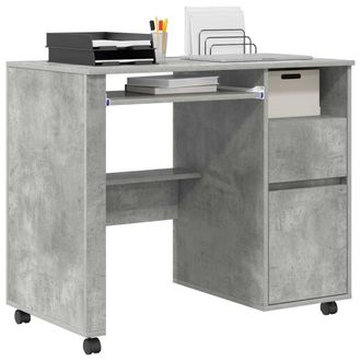 Berkfield Home Traditional Concrete Grey Computer Desk Concrete grey Particle bo