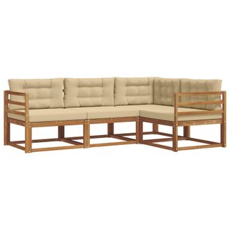 vidaXL Conjunto De Sof&aacute;s De Exterior Con Coj&iacute;n 4 Pcs Natural Y Beige Vidaxl