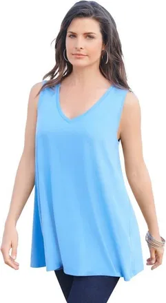 Roaman's Plus Size Cotton Ultimate Swing Tank Top in Horizon Blue at Nordstrom, Size 32